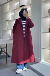 Kapüşonlu Astarlı Trençkot Bordo