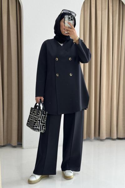 Scuba Ceketli Takım Siyah