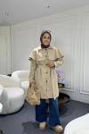 Seyyar Pelerinli Trençkot Bej