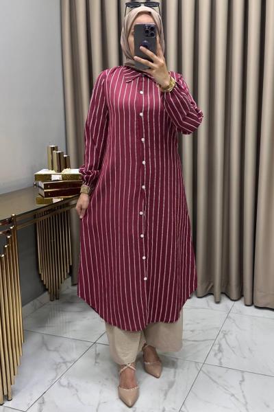 Çizgili Tunik Fuşya