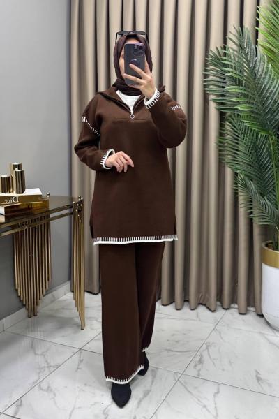 Kevser Triko Takım Kahve