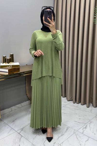 Mayda Etekli Takım Mint