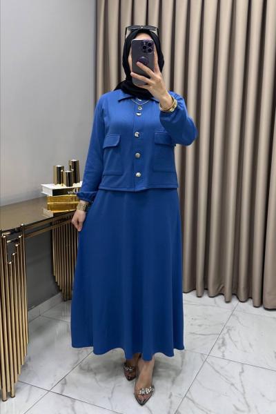 Yasemin Ceket Elbise Takım İndigo