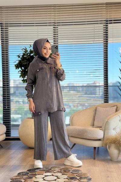 02-2634 Ön İki Cepli Fermuarlı Takım Antrasit