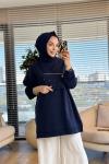 10678 Ön Parça Ve Fermuar Detaylı Tunik Lacivert