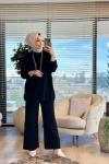 14053 Selanik Triko Pantolon Takım Siyah