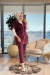 14382 Üst Yelekli Önü Cepli Takım Bordo