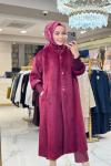15230 Angora Patı Çıtçıtlı Kaban Bordo