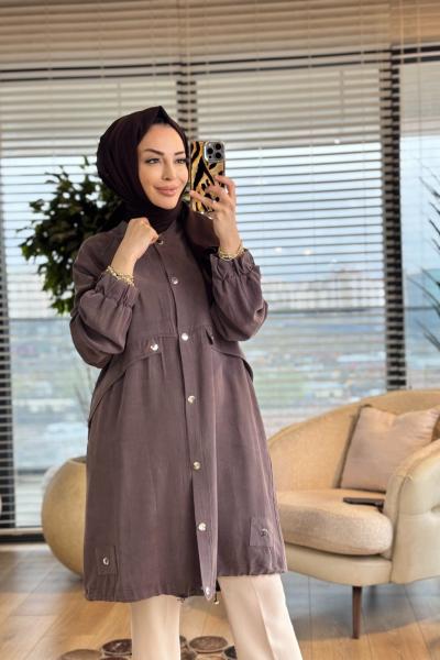 15259 Önü Parça Ve Çıtçıtlı Kap Kahve