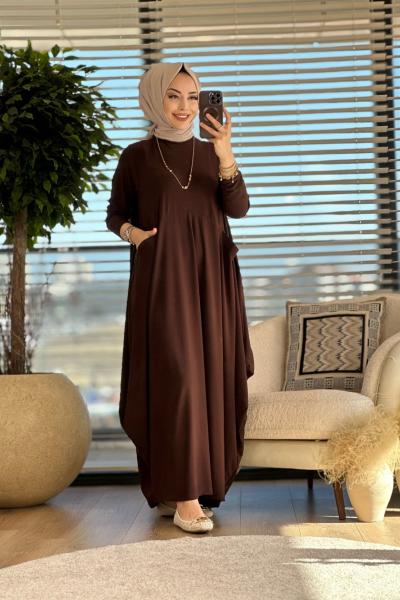 1686 Tuğçe Elbise Kahve