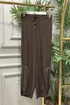 18287 Paçası Parça Ve Lastik Geçmeli Pantolon Kahve