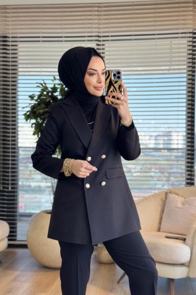 2028 Dört Düğmeli Ceket Siyah