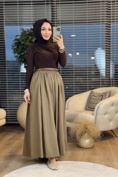 20639 Drapeli Bluz Kahve