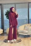 22805 Kadife Etek Ucu İpli Takım Bordo