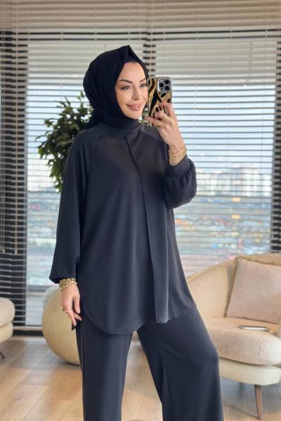 22831-5 Ön Boyuna Dikişli Takım Siyah