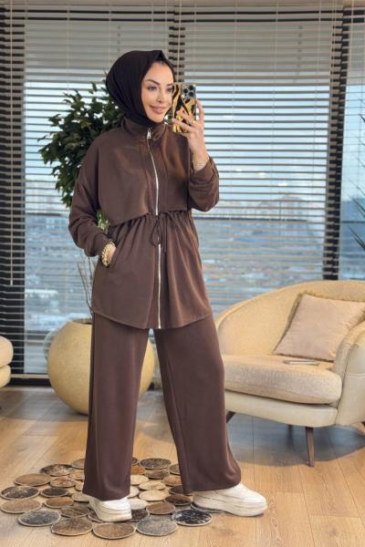 22839-5 Roba Parçalı Fermuarlı Takım Kahve