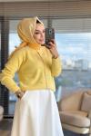 2408 Angora Üstü Taş İşlemeli Hırka Sarı