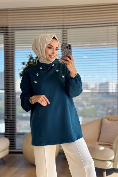 24134 Çiçek Tunik Petrol