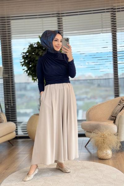 24294 Drapeli Bluz Lacivert