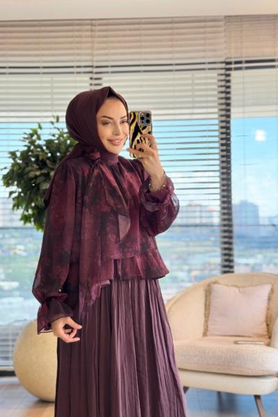 24416 Firdevs Bluz Bordo