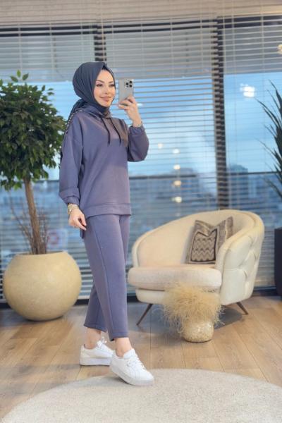 24563 Omuz Paça Taş Ve Fermuar Detaylı Takım Antrasit