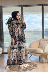 24TK165 Motif Desenli Takım Siyah