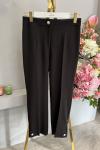 25020 Paçası Metal Düğmeli Pantolon Siyah