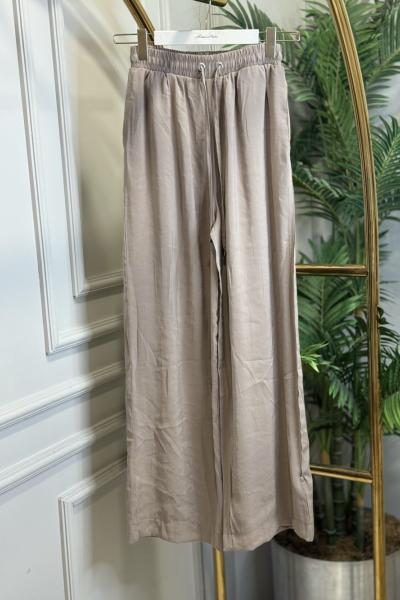 250273 Beli Lastikli Salaş Pantolon Vizon