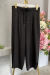 25092 Paçası Lastik Geçmeli Pantolon Siyah