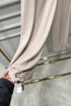 25092 Paçası Lastik Geçmeli Pantolon Açık Bej
