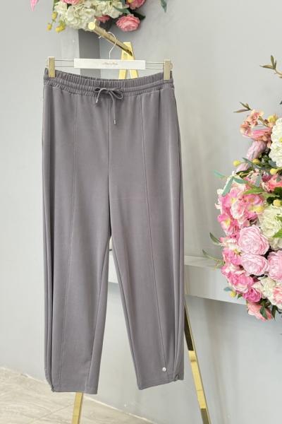 25097 Paçası Çıtçıtlı Pantolon Gri