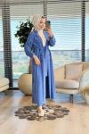 25421 Uzun Ceket Pantolon Takım İndigo