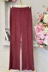 25547 Önü Taş Baskılı İspanyol Paça Pantolon Bordo
