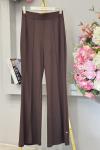 25547 Önü Taş Baskılı İspanyol Paça Pantolon Kahve