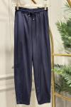 25551 Beli Lastikli Paçası Dikişli Pantolon Lacivert