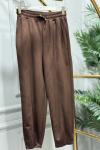 25551 Beli Lastikli Paçası Dikişli Pantolon Kahve