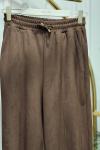 25551 Beli Lastikli Paçası Dikişli Pantolon Kahve