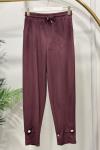 25553 Paçası İki Düğmeli Pantolon Bordo