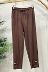 25553 Paçası İki Düğmeli Pantolon Kahve