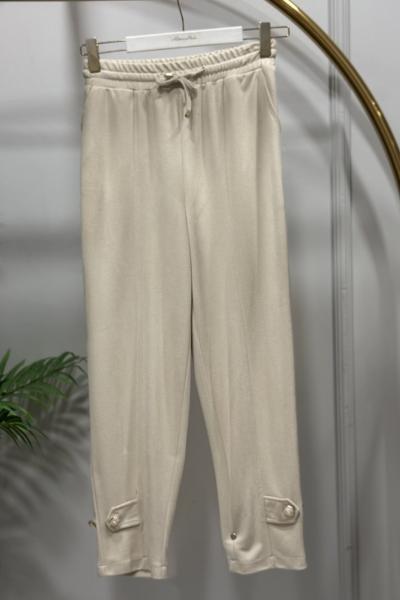 25553 Paçası İki Düğmeli Pantolon Bej