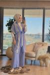 25604 Üstü Motif Nakışlı 3lü Takım İndigo
