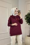 260 Dantelli Bebe Yaka Triko Tunik Bordo