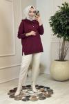 260 Dantelli Bebe Yaka Triko Tunik Bordo