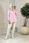 260 Dantelli Bebe Yaka Triko Tunik Pembe