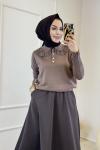 260 Dantelli Bebe Yaka Triko Tunik Vizon