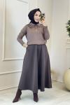 260 Dantelli Bebe Yaka Triko Tunik Vizon