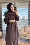 26010 Leylak Jakarlı Tunik Kahve