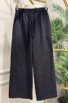 26087 Keten Bol Paça Pantolon Siyah