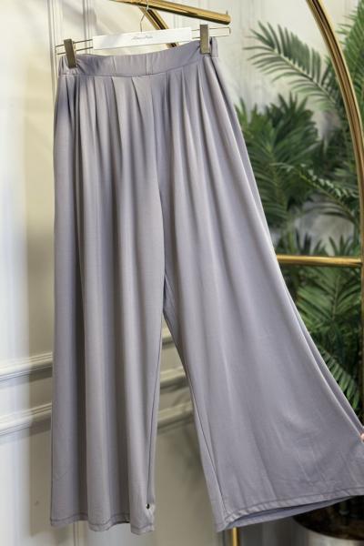 26089 Bol Paça Pileli Pantolon Gri
