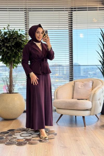 2617 Eyfel Keten Etekli Takım Mürdüm